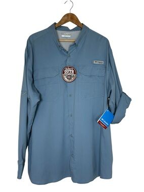 Columbia PFG Blood & Guts III Slate Blue Stain Resistant UPF50 Fishing Shirt XL